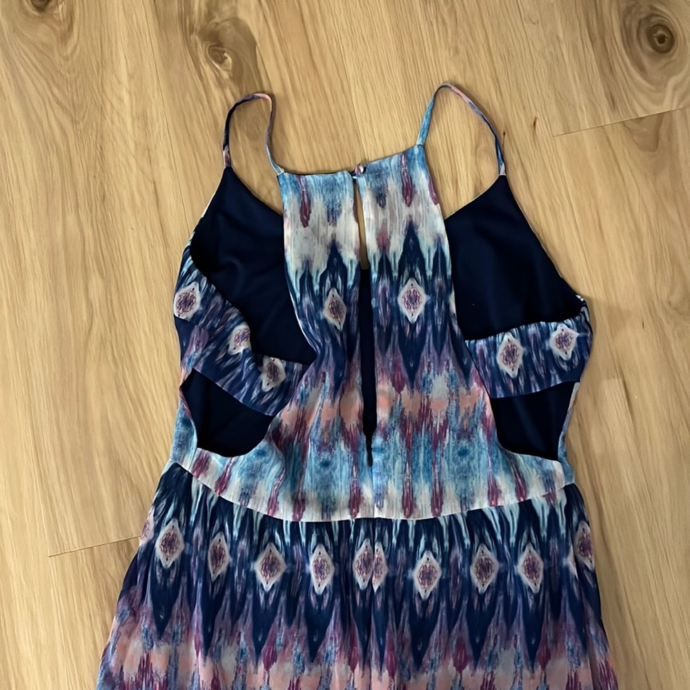 Forever 21 Maxi Dress with fun back cut outs, blue pink & purple, size large